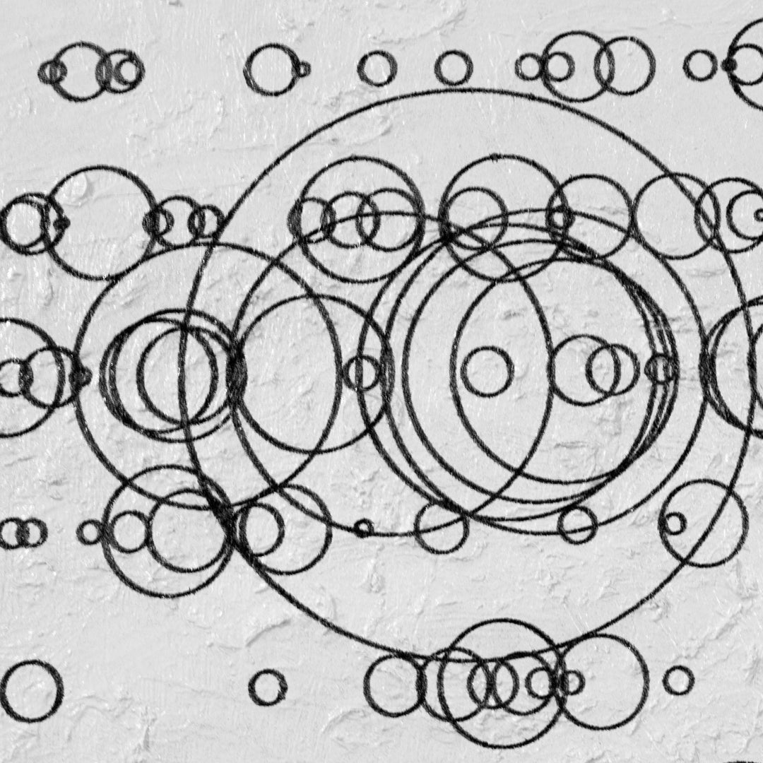 Geometric pattern of intersecting circles on a textured background